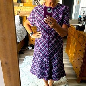 Kate Spade Purple and White Midi Dress Fit and Flare Size 16. NWT